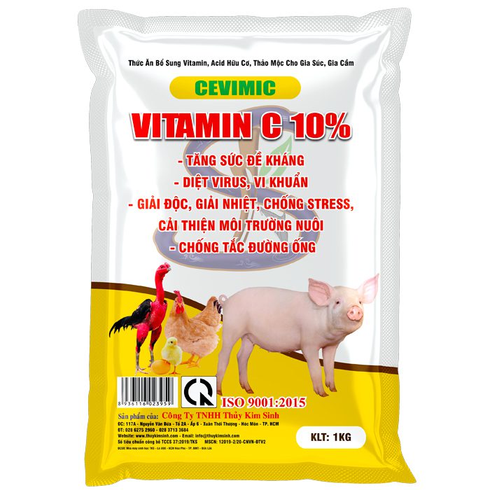 Thức ăn bổ sung Vitamin C 10% CEVIMIC trong chăn nuôi