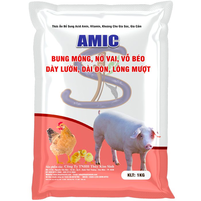 Thức Ăn Bổ Sung Acid Amin AMIC: Bung Mông, Vỗ Béo, Nở Vai, ..... Cho Gia Súc Và Gia Cầm